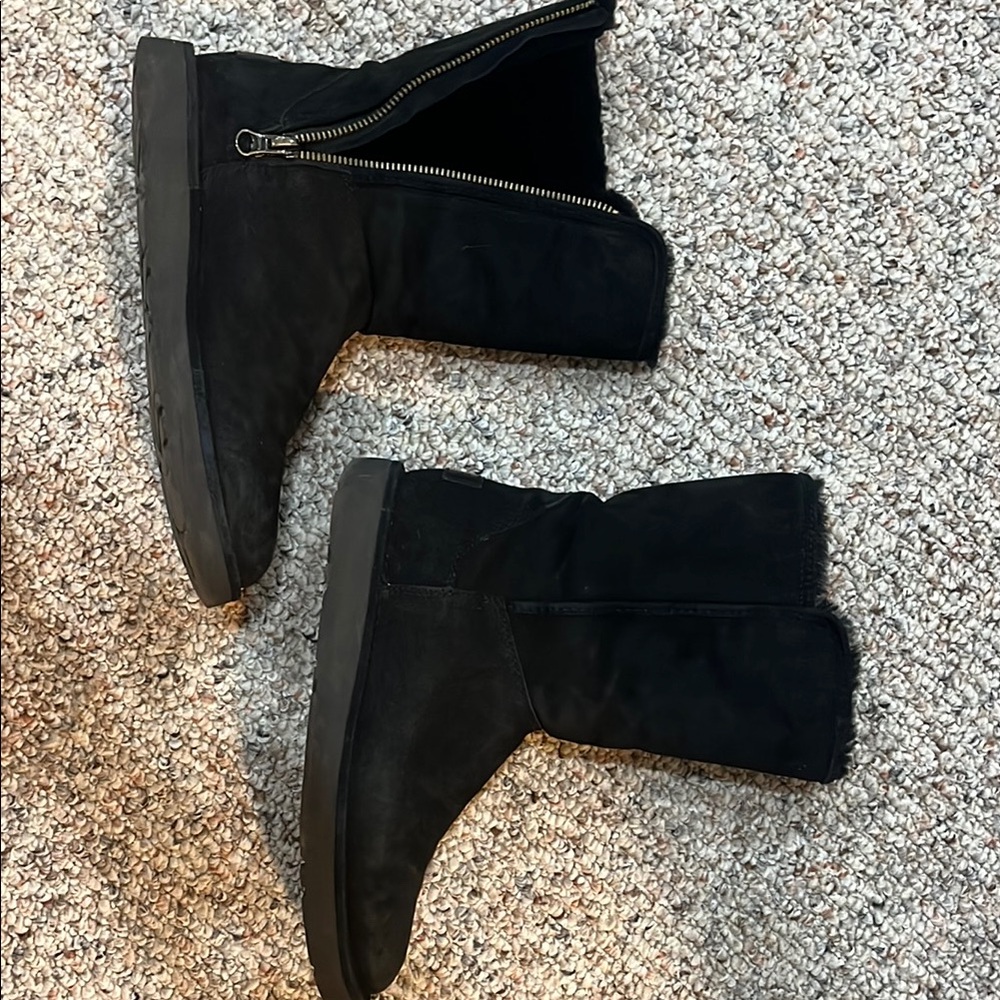 Women's Black UGG Boots with side zipper - worn only two times.